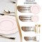 Smarty Had A Party Pink with Gold Rim Round Blossom Disposable Plastic Wedding Value Set, 720PK 4840PG-VS120 - alternate 2